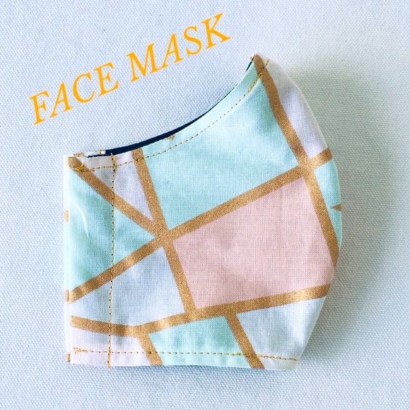 FACE MASK 3 FOR $28 OR $12 EACH GEOMETRIC GOLD - Picture 2 of 7